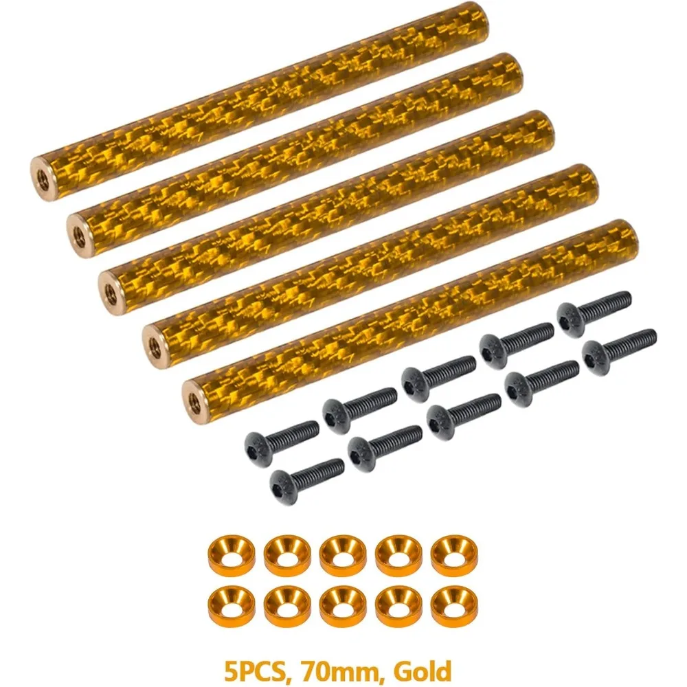 AMK SCX10 Gold Carbon Fiber Chassis Braces,5pcs,67-78mm for 1/10 RC Crawler,LCG Chassis,Gspeed, Dluxfab, Element, SCX10 Upgrades