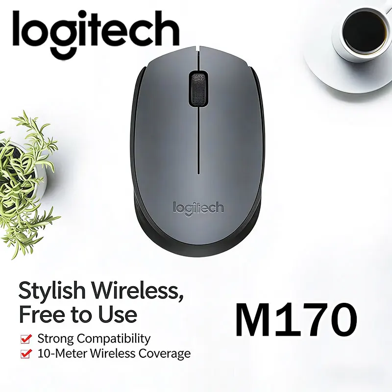 

Беспроводная мышь Logitech M170-2.4GHz, эргономичная, удобная для домашнего использования, с комфортным сенсорным управлением, устойчивая к поту