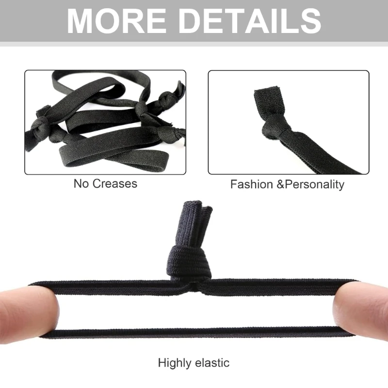 20x bandeau pour cheveux pour hommes, attaches nouées pour queue cheval, attaches plates larges