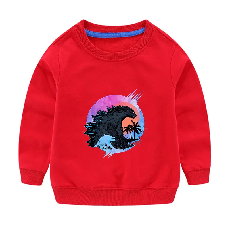 Godzilla Sweatshirt Cotton Long Sleeve Clothes Boys Tops Clothes Cool Children O-neck Sweatshirts High Quality Birthday Gifts