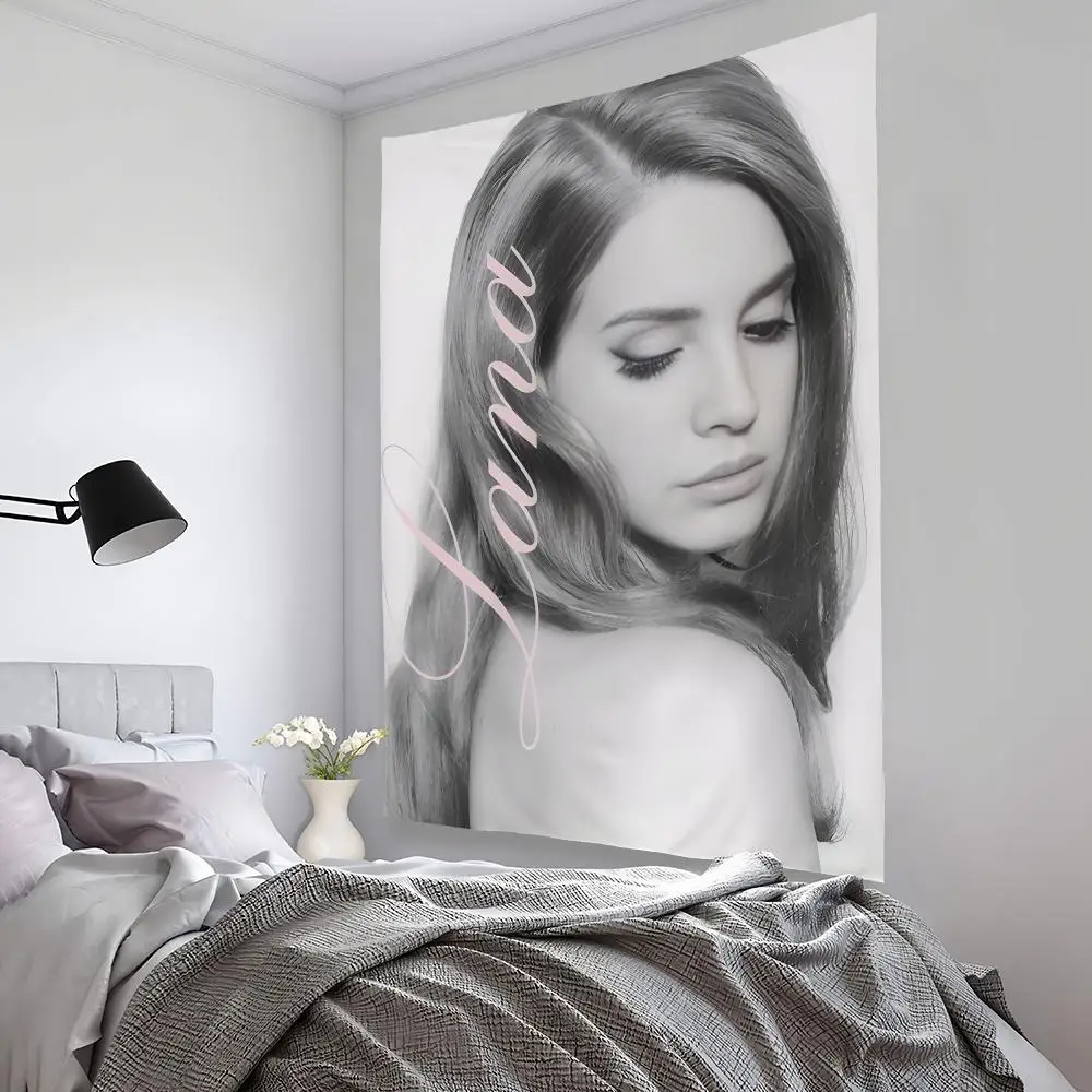 L-Lana Del Rey Tapestry Microfiber Background Art Decor For Bedroom Living Room Bar Garden Outdoor Festival Wall Decor