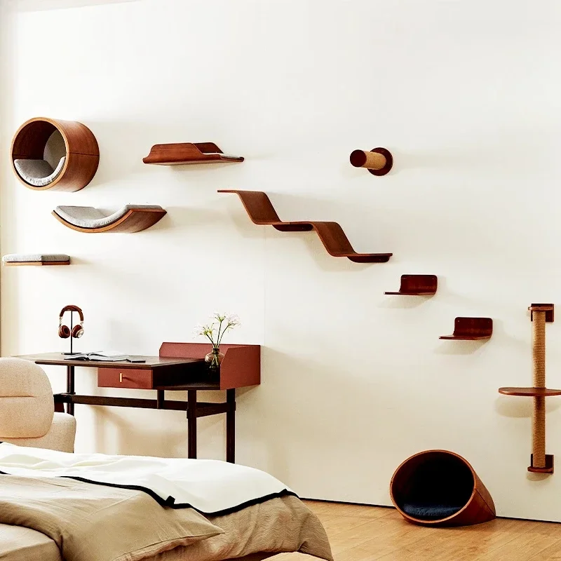 

Household wall type solid wood cat climbing frame Bedroom wall cat nest Climbing cat does not occupy a stable area