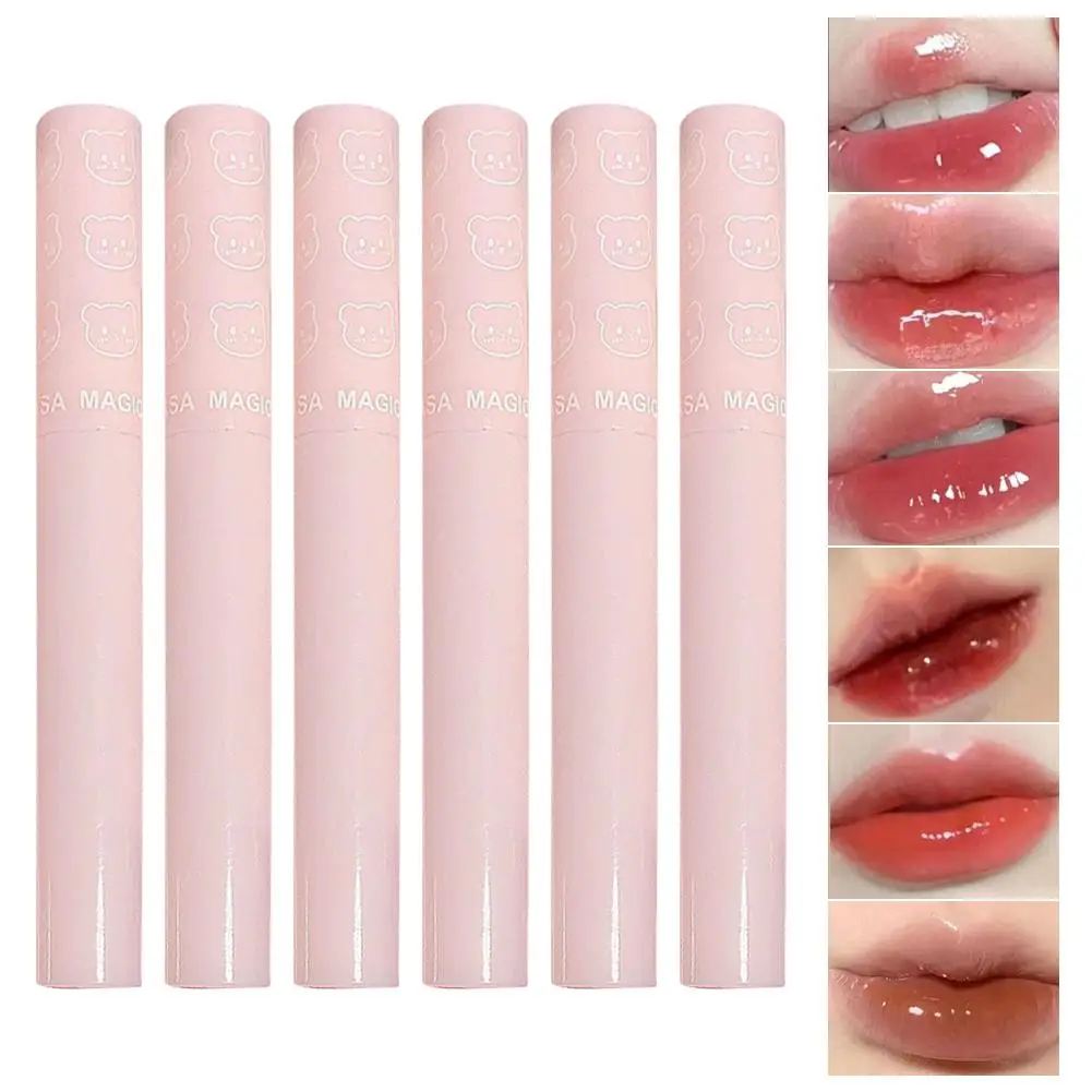 Rouge à Lèvres Brcorporelle Transparent en Verre Rose et Brun, Teinte Cosmétique, Pêche, Hydratant Antiadhésif, Air Liquide, M X2LT, 6 Pièces