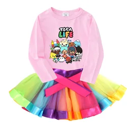 Girls Birthday Outfit Party Rainbow Toca Shirts Tutu Girl Dress Set Princess Girl Party Tutu Suits Cool Outfit Baby Girl Clothes