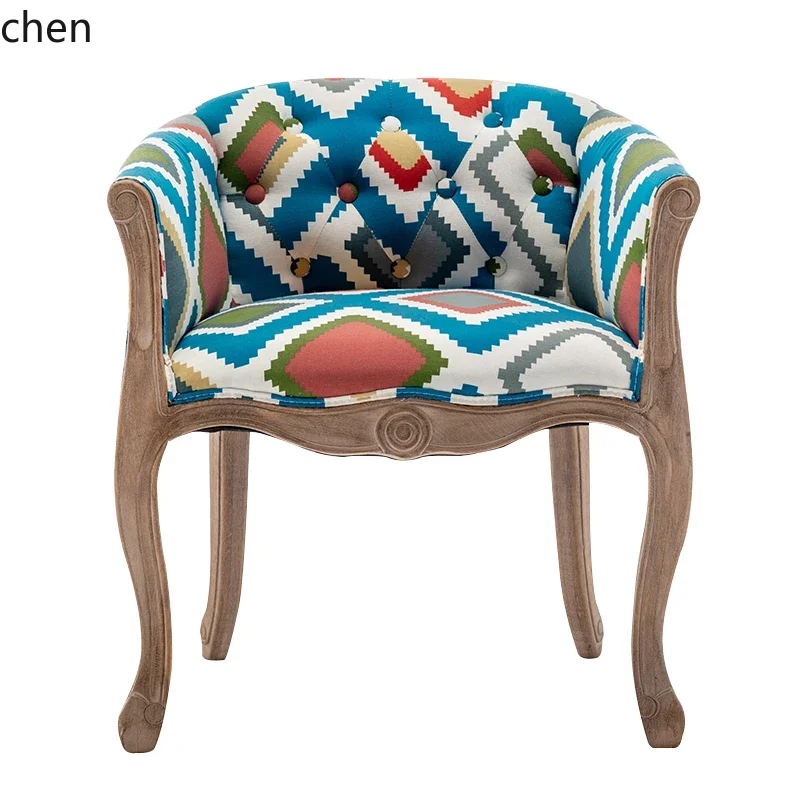LYY  home armrest dining chair, retro solid wood chair, wooden soft bag negotiation balcony single sofa