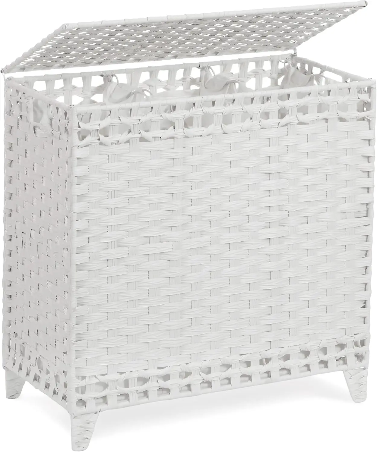 

132L Handwoven Rattan Laundry Hamper with 3 Removable Liner Bags, Lid & Heightened Feet for Bedroom Bathroom