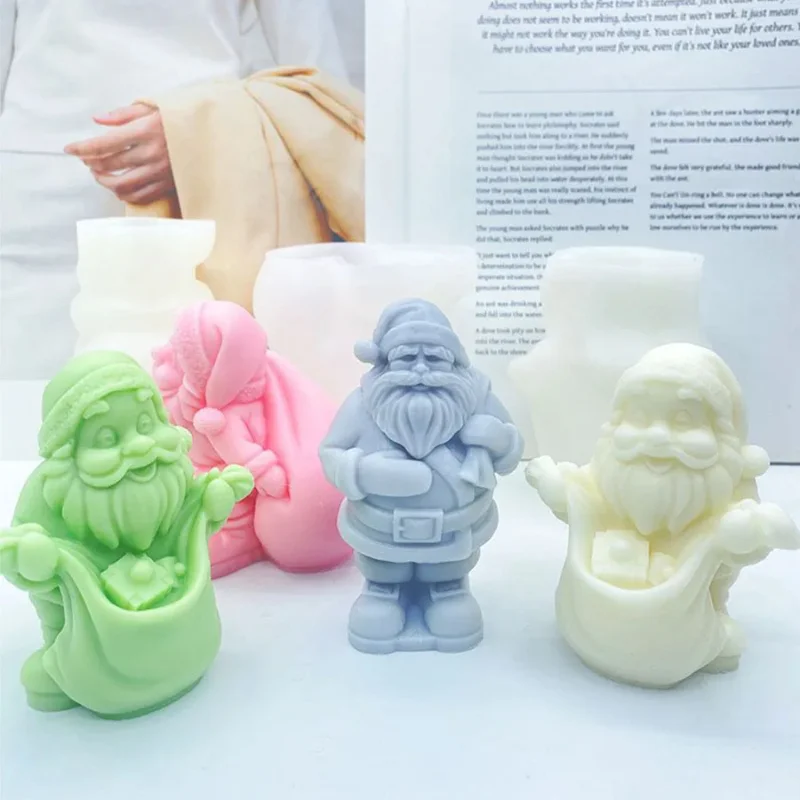 عيد الميلاد سانتا كلوز على شكل سيليكون شمعة قوالب الروائح الجبس الخبز العفن مهرجان سلسلة قالب هدية الزخرفية