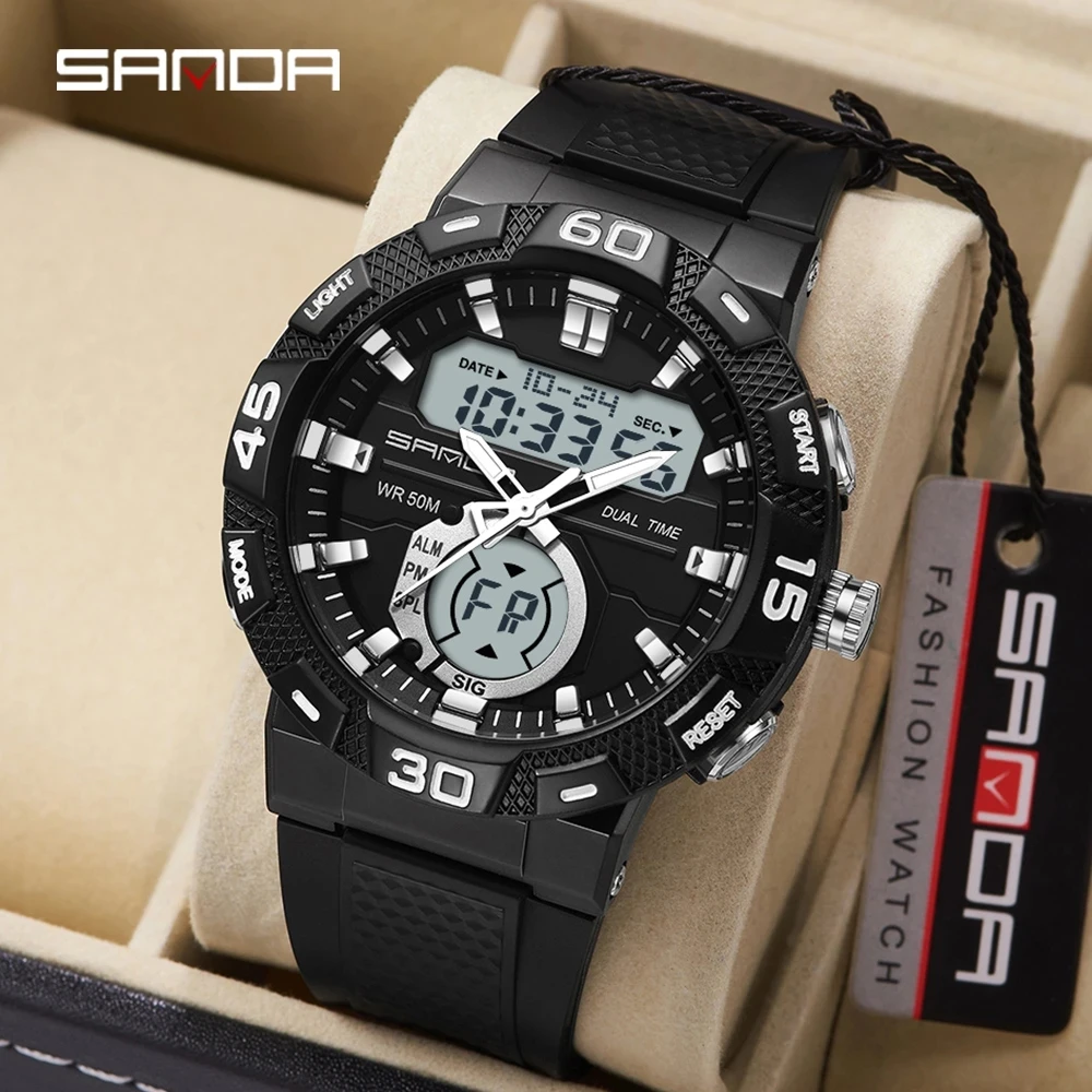 

SANDA 3087 Top Brand 2022 New Men's Watches Sport Military Quartz for Men Digital Watch Waterproof Clock Relogio Masculino