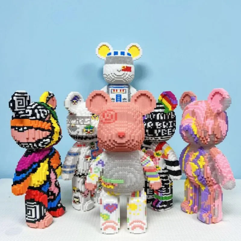 Bloques de construcción gigantes para niños, juguetes de peluche, violencia fluida, oso, modelo Constructor, juguetes novedosos, regalos del Día de San Valentín