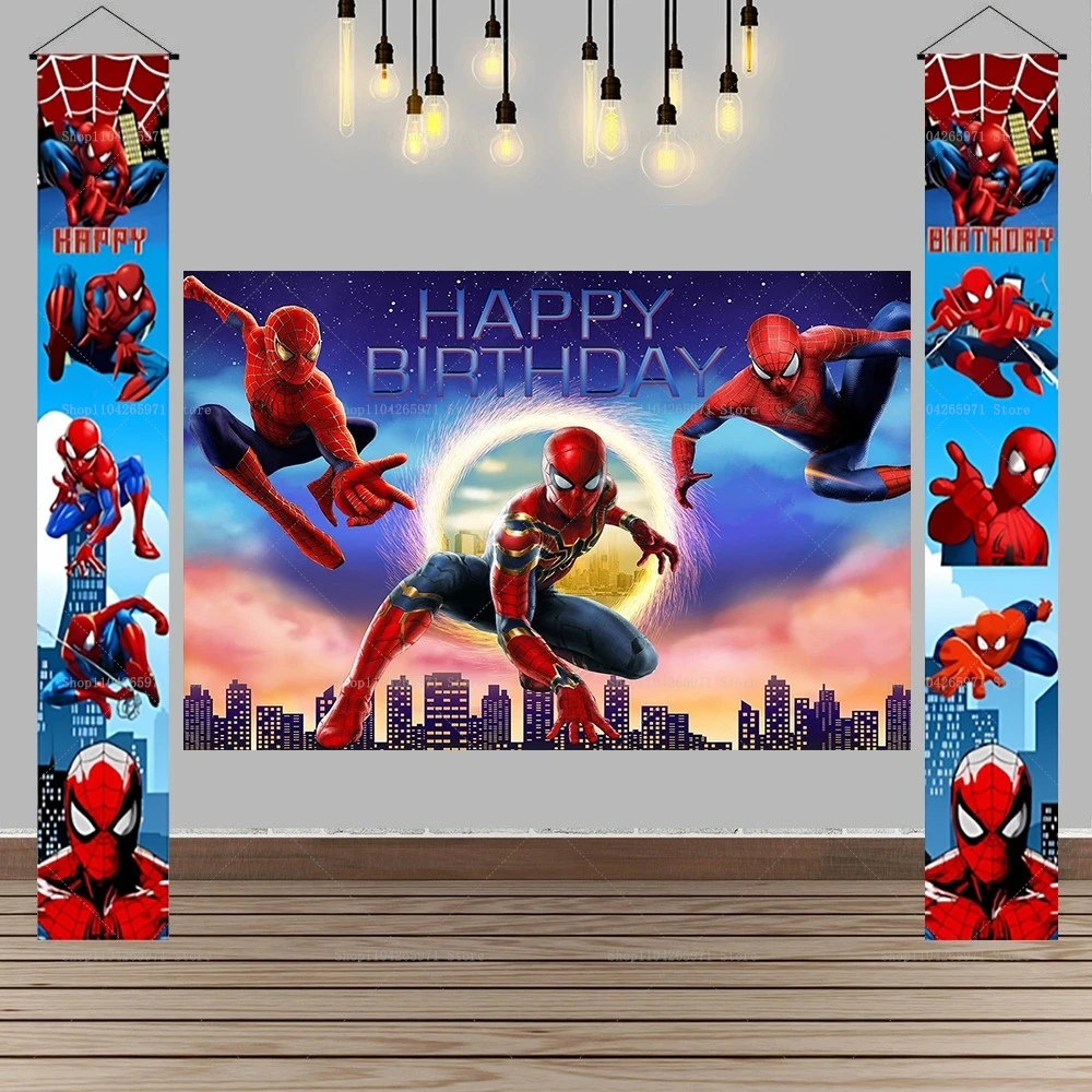 Spidey and His Amazing Friends Backdrop Spider-Man Birthday Party Decorations Boy Baby Gifts Kids Baby Shower Photo Booth Props