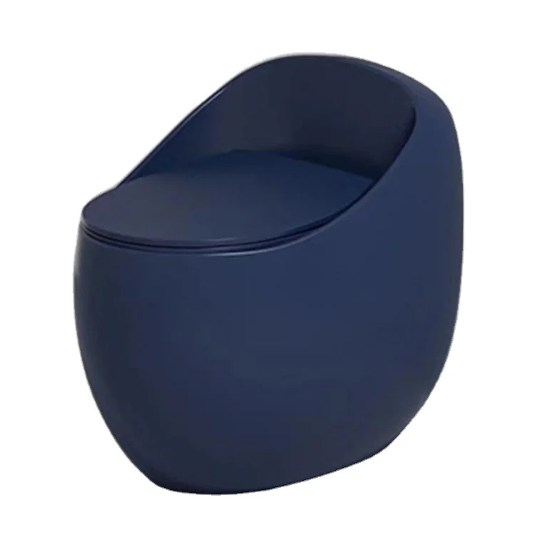 Blue color egg-shaped luxury ceramic wall row type small toilet bowl hotel bathroom