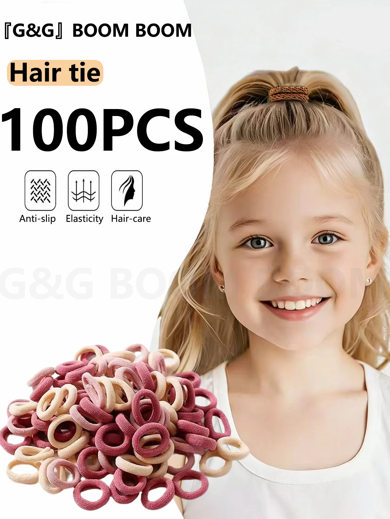

100PCS Colorful Basic Nylon Elastic Hair Ties for Girls Ponytail Hold Scrunchie Rubber Band Kid Fashion Hair Accessories