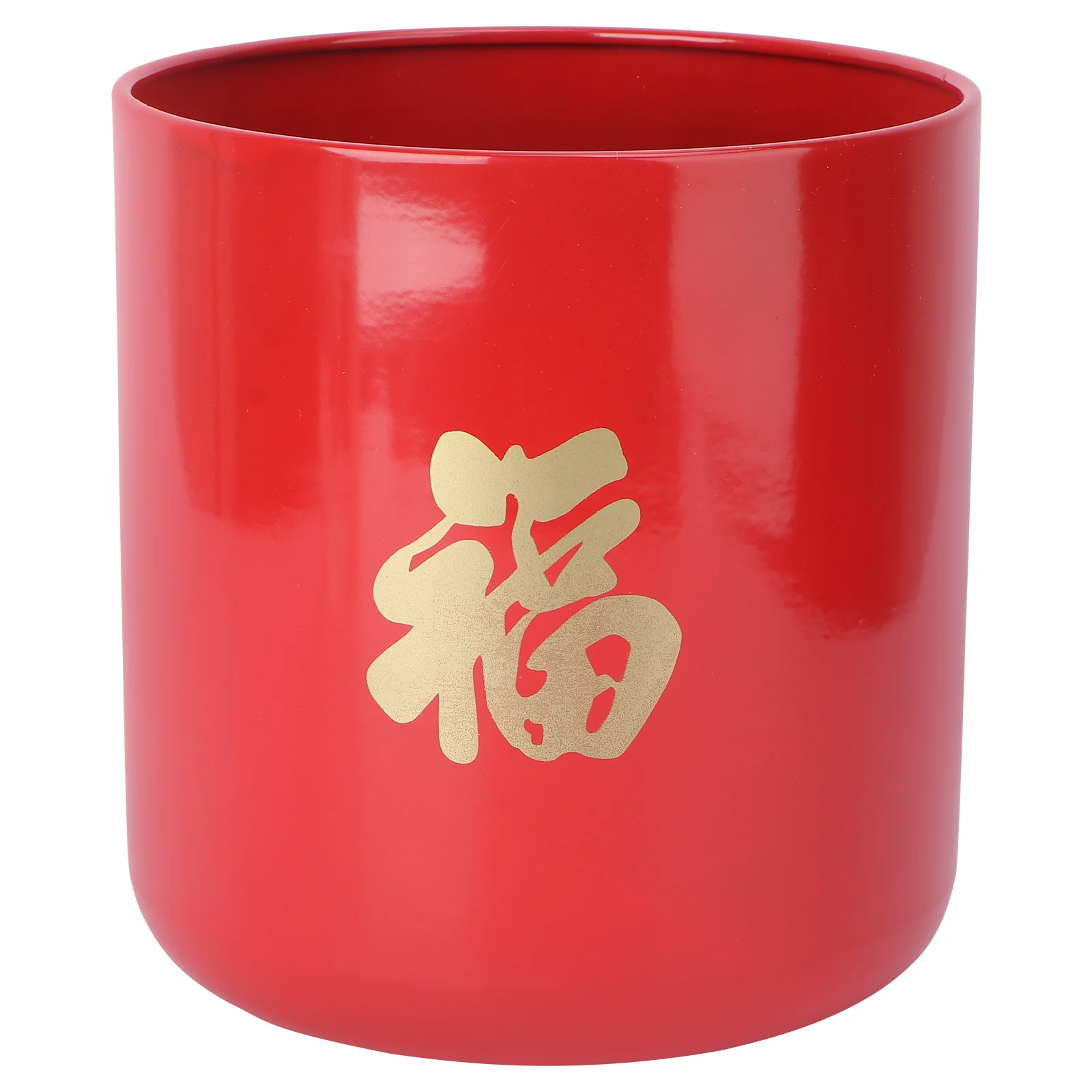 Red Fu Iron Flower Arrangement Container Chinese Chinese New Year Adornment New Year Decor For Home Wedding Party Unique Holder