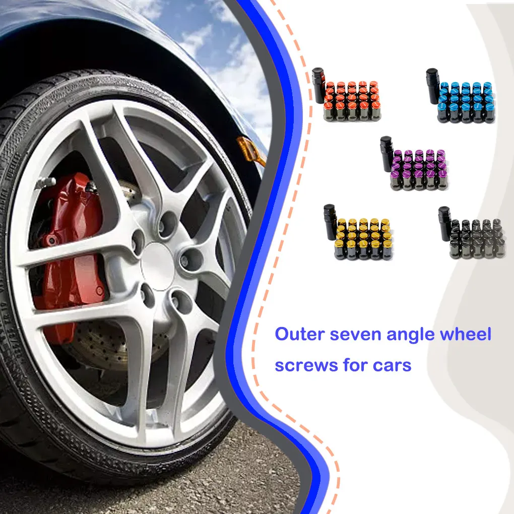 

20 Pieces Car Exterior Wheel Rims Lug Screw Nut Vehicle Repairing Screws Bolts Automobile Modification Accessory Gold