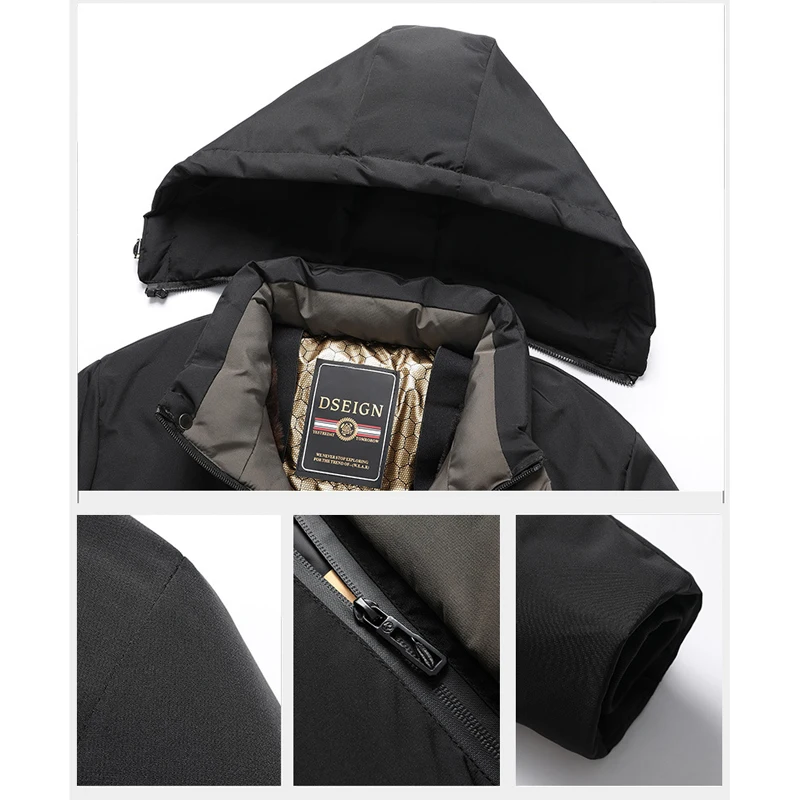 플리스 안감 스키 스노우 재킷 오버코트 보온 패딩 파카 남성 탈부착 후드 남성용 겨울 재킷 방풍 재킷 코트 남성