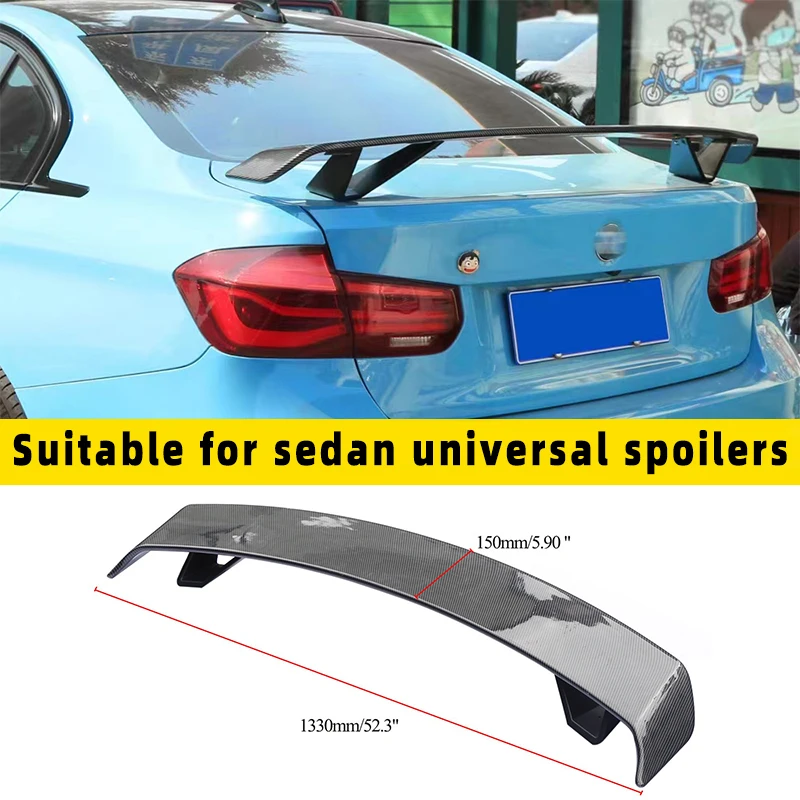 For Honda Audi A4 A5 A6 BMW f10 Benz Sedan Trunk Carbon fiber pattern General 52.3inch GT Style Universal car Sports Rear wing