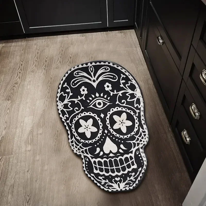 Imitation Cashmere Halloween Doormat Special-Shaped Horror Skull Decorated Entrance Door Floor Mat Carpet