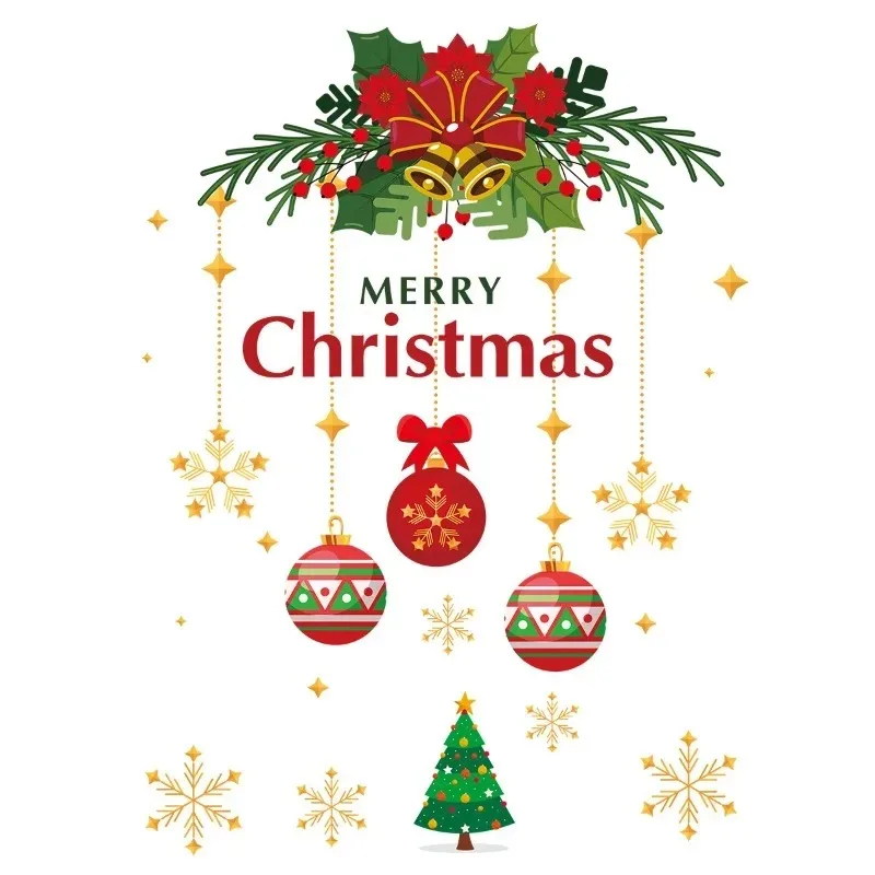 1pc Christmas Door Sticker, Removable Vinyl Decal with Snowflake Tree, Large Wall Decoration for Home Holiday Party