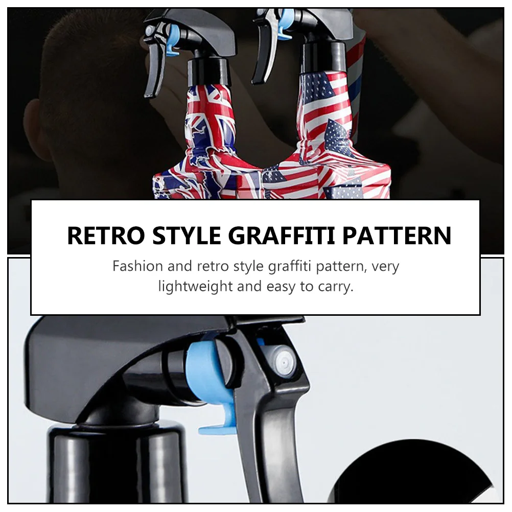 

500Ml Hairdressing Spray Bottle Leakproof Premium Plastic Watering Can For Plants Retro Graffiti Mist Sprayer Lightweight Easy