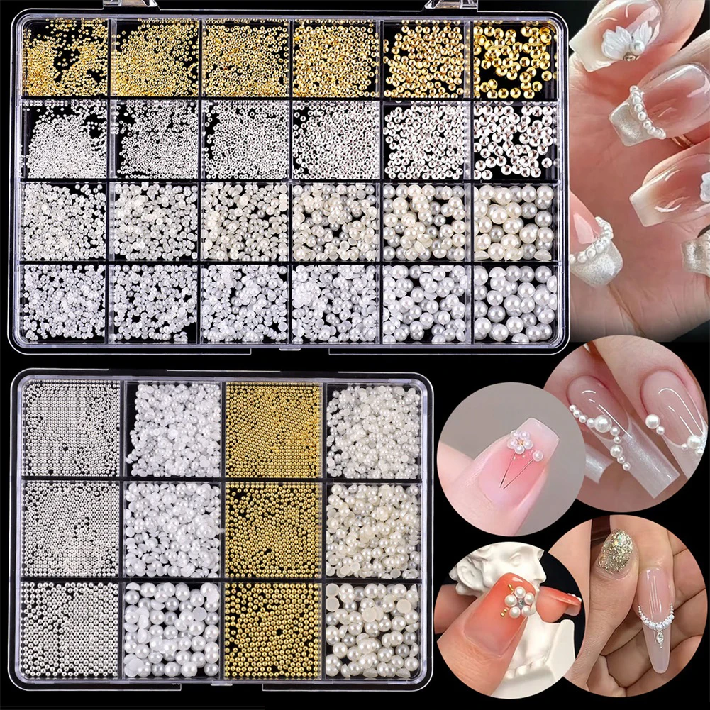 12 Sizes Nail Art Rhinestones Studs Set 3D Charm Jewelry Gold Silver Nail Rivets Long-Lasting Shine Nail Art Designs Decoration