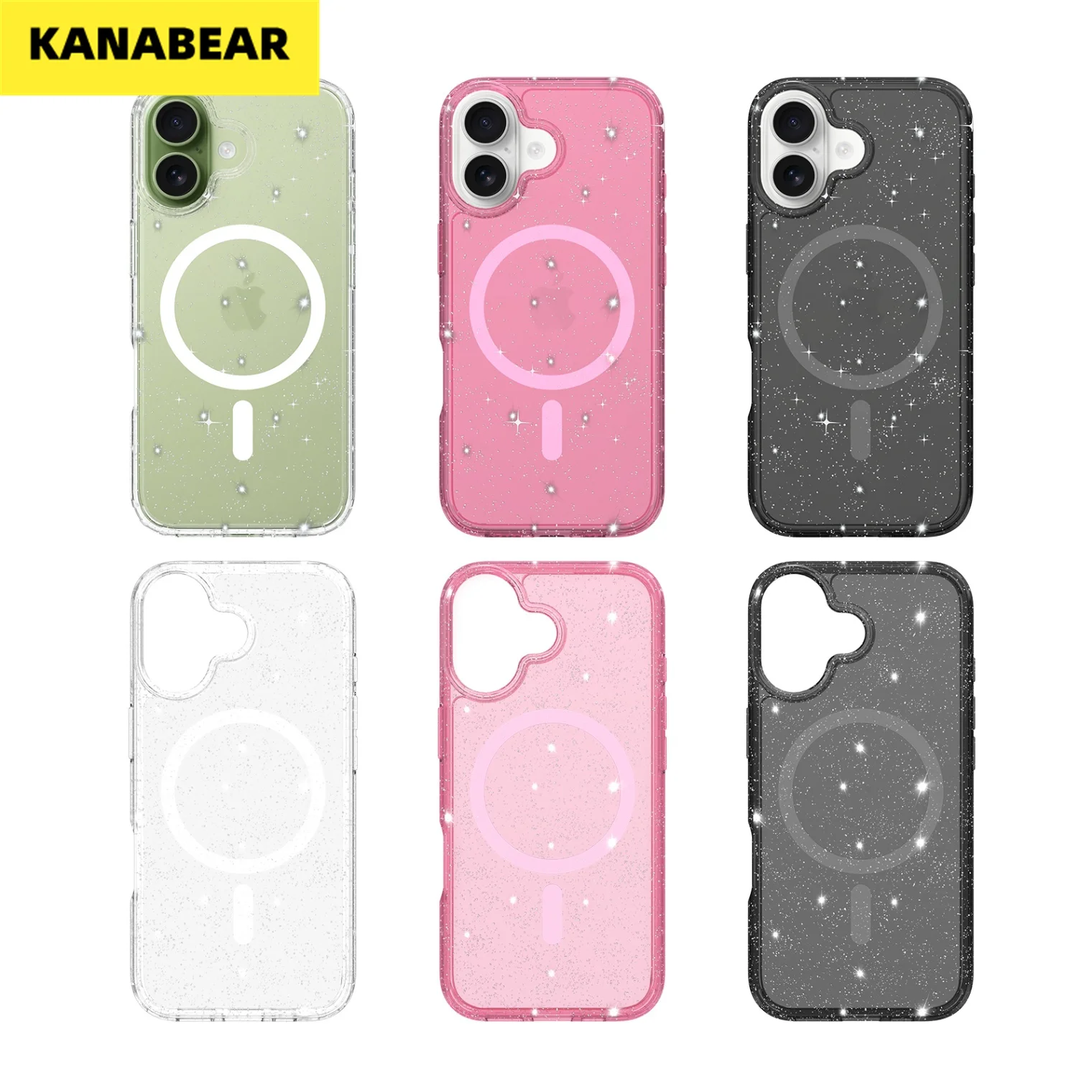 

Applicable to Apple 17/16/15/14/13 Pro Max PROMAX glitter magnetic phone case, TPU + PC dual-layer anti-drop protection cover