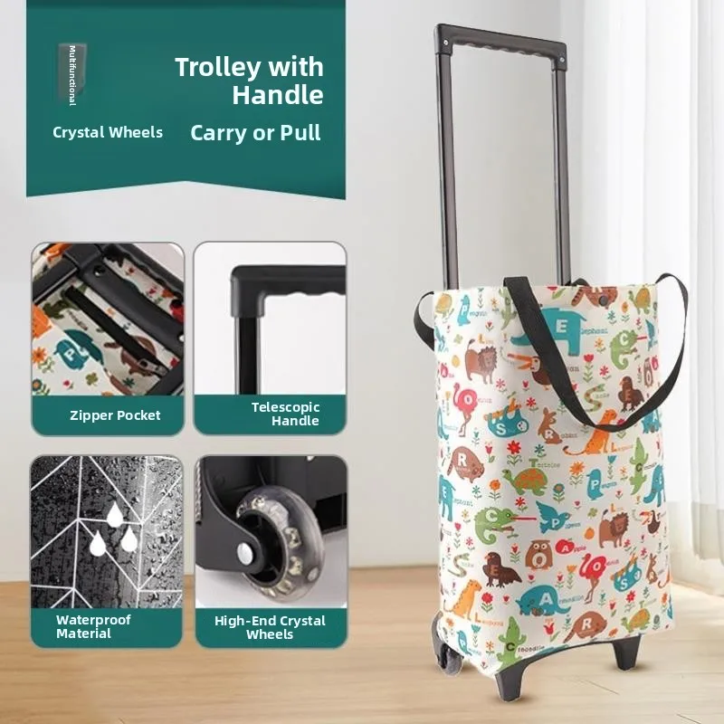 

Portable Folding op Cart with Wheels Waterproof Stair Climbing Trolley Pull Rod Vegetable Bung Car Household Tool