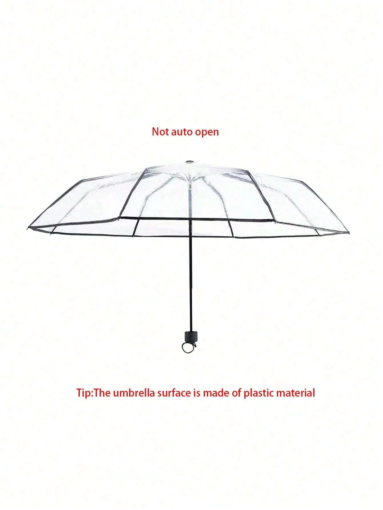 1pc 8-Rib Thickened Pvc Transparent Folding Umbrella, Outdoor Photoshoot Travel Three-Fold Umbrella For School,Office,Household,