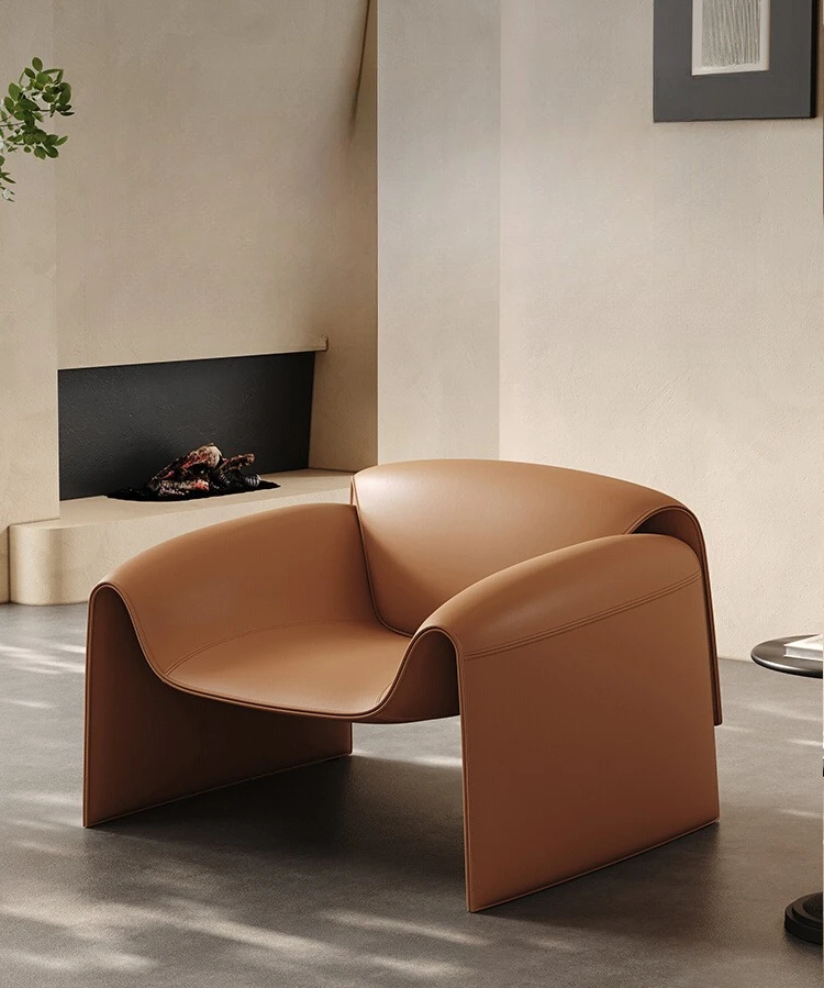 

Crab chair single sofa chair designer Italian light luxury living room minimalist balcony leather leisure chair