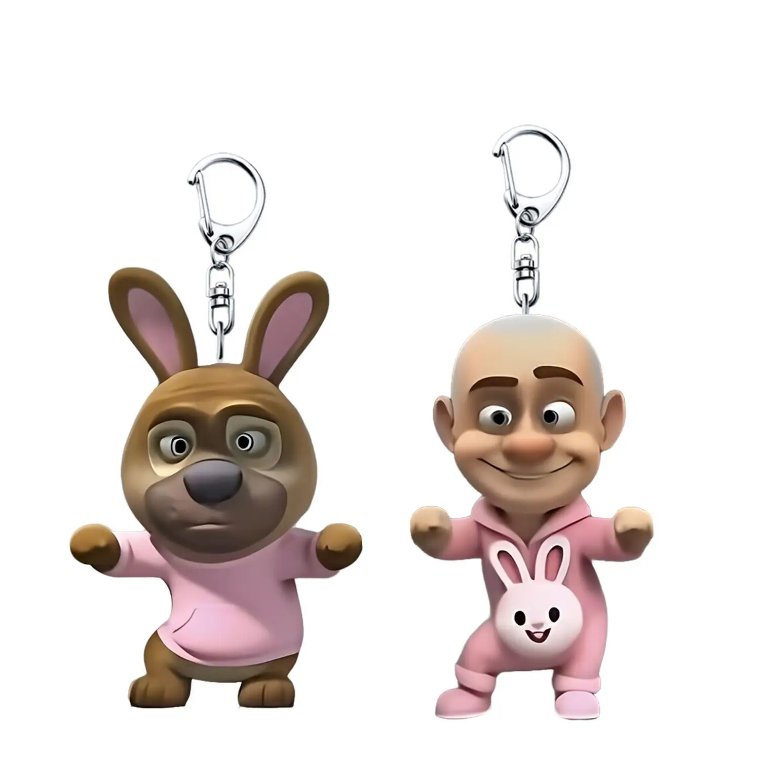 3psc roze konijn beer creatieve animatie merchandise acryl sleutelhanger grillige abstracte rugzak charme cadeau voor vrienden