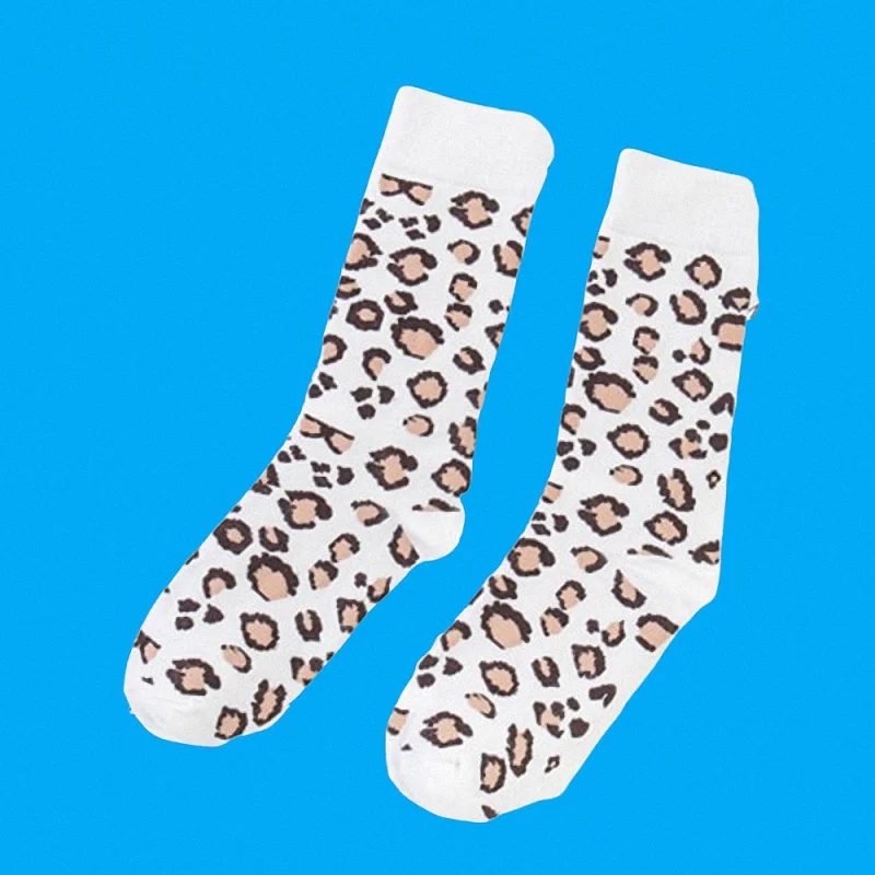 Chaussettes mi-tube à imprimé léopard pour femmes, bas en carillon, coton, mode printemps et automne, nouveau, 5/10 paires