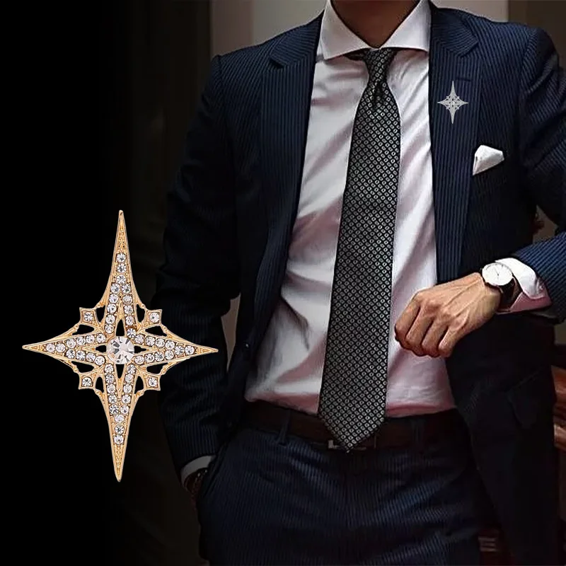 Wysokiej klasy broszki Crysatal Rhinestone Star dla kobiet i mężczyzn Złoty kolor srebrny Stanik Szpilki do klapy Biżuteria modowa Giftsi-Remiel