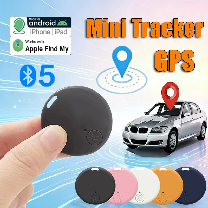 Mini Bluetooth 5.0 GPS Tracker Anti-Lost Smart Locator Device Works with Apple Find My iOS Android for Keys Pet Luggage Car