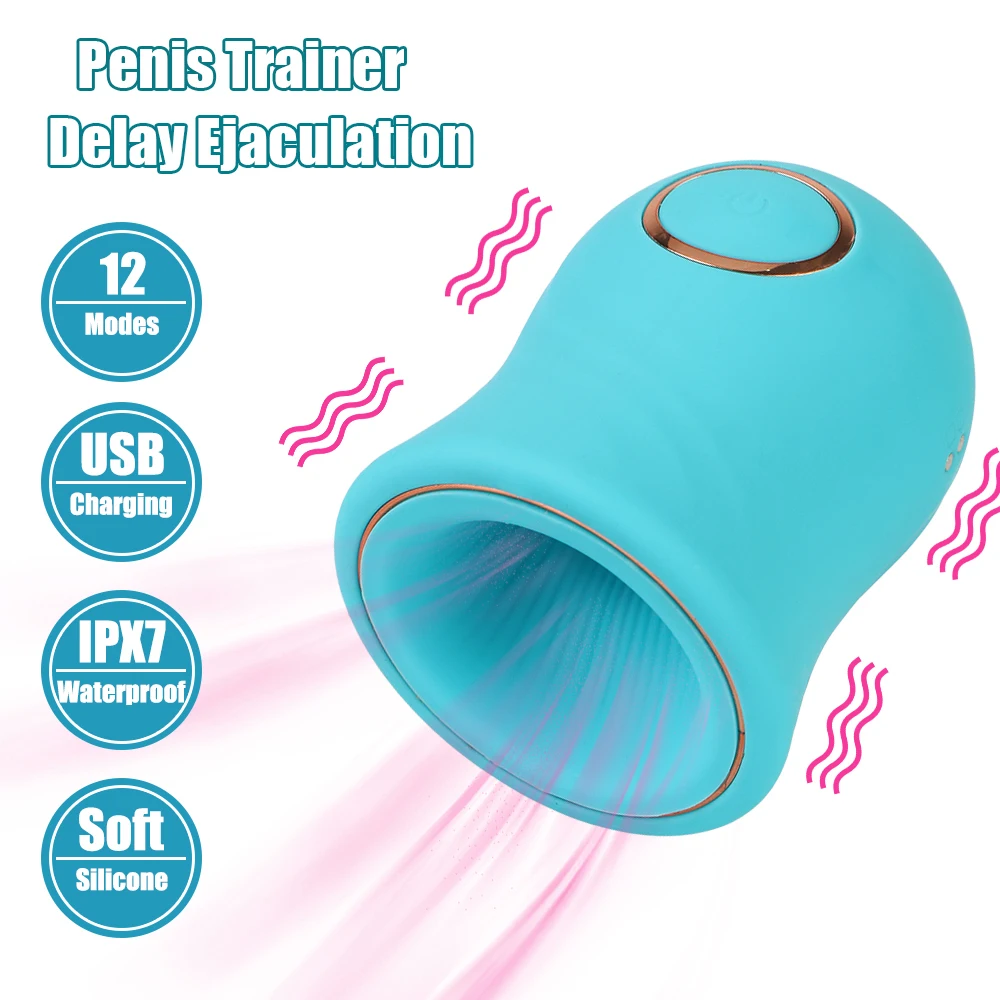 Juguetes sexuales para mamada Oral para hombres, vibrador de 12 modos, copa de masturbación masculina, masajeador mágico retardante de eyaculación, pene erótico