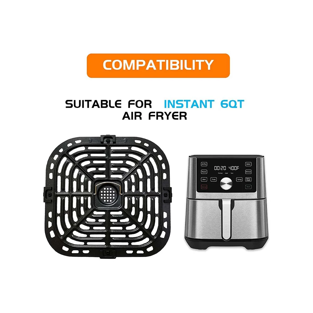 Grill Plate for Instants Vortex Plus 6QT Air Fryers, Upgraded Square Grill Pan Tray