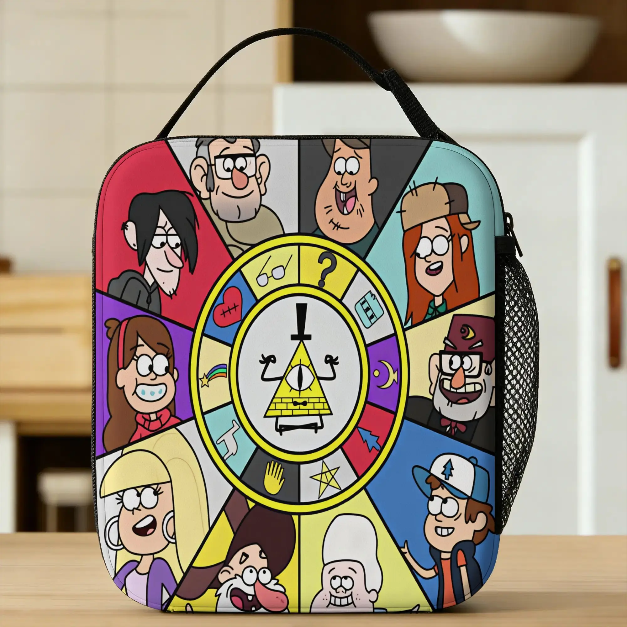 G-Gravity Falls Lunch Bag Bill Cipher Casual Lunch Box Travel Portable Tote Food Bags For Adult Waterproof Print Cooler Bag
