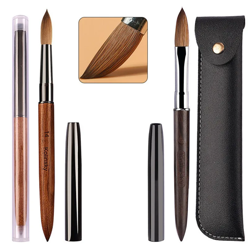 

Kolinsky Sable Acrylic Nail Art Brush Nail Extension UV Nail Gel Carving Pen Brush Flat Round Red Wood Acrylic Brush