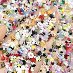 Cartoon Mixed Series Resin Nail Art Decoration 3D Minimalist Bows Heart Flowers Cute Cat Claws Nail Charms DIY Nail Accessories