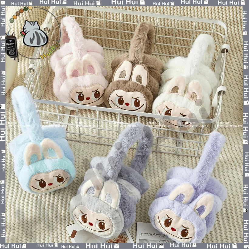 Autumnwinter New Cartoon Cute Labubu Rabbit Plush Earmuffs Student Children Anti-Freeze Warm Ear Warmers