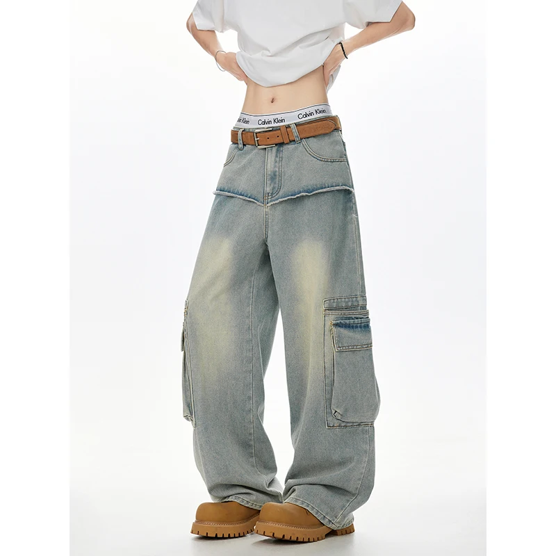 

Джинсы GIOIOMen, новинка 2025 года, повседневные свободные джинсы-карго с объемными карманами и большими карманами для мужчин