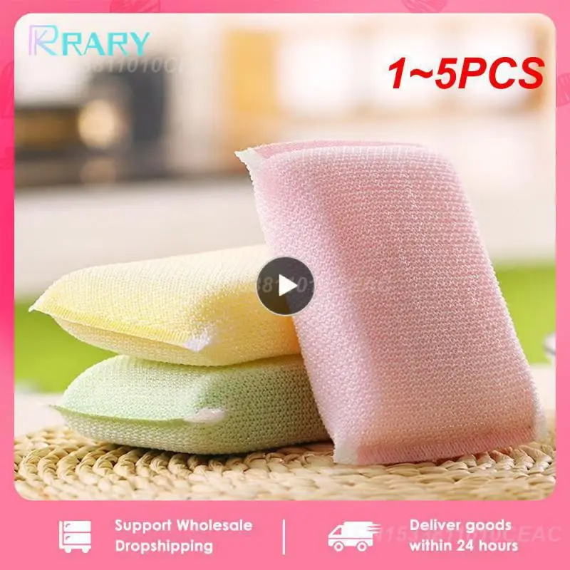 1~5PCS High Quality Double-sided Cleaning Spongs New Double Side Dishwashing Sponge Practical Tableware Cleaning Tools