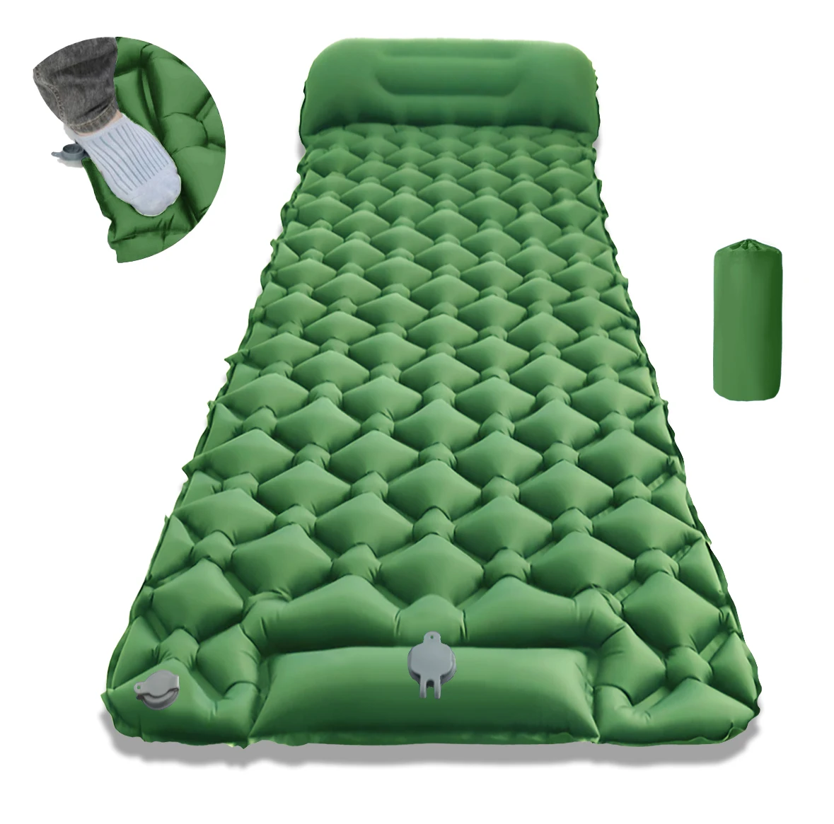 

Outdoor Camping Inflatable Mattress Sleeping Pad with Pillows Ultralight Air Mat Built in Inflator Pump Hiking