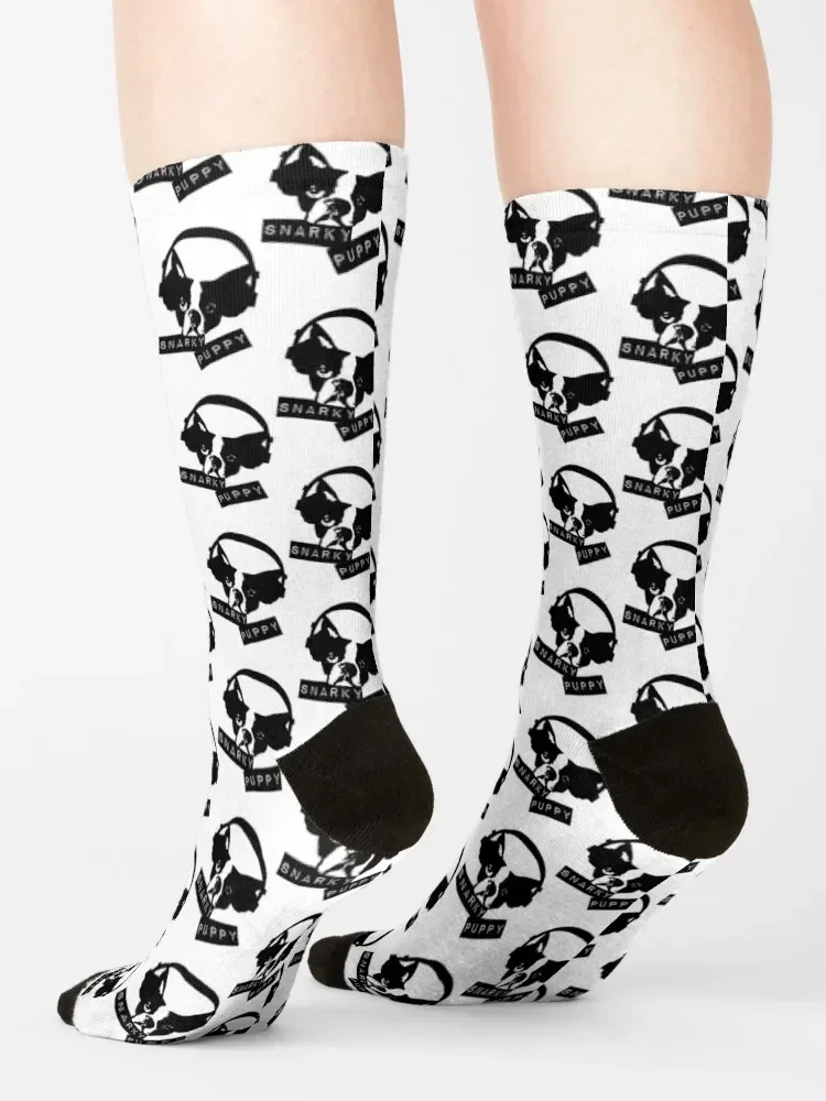 Snarky-Calcetines cortos con logotipo de cachorro para hombre y mujer, calcetín divertido de fútbol, HD