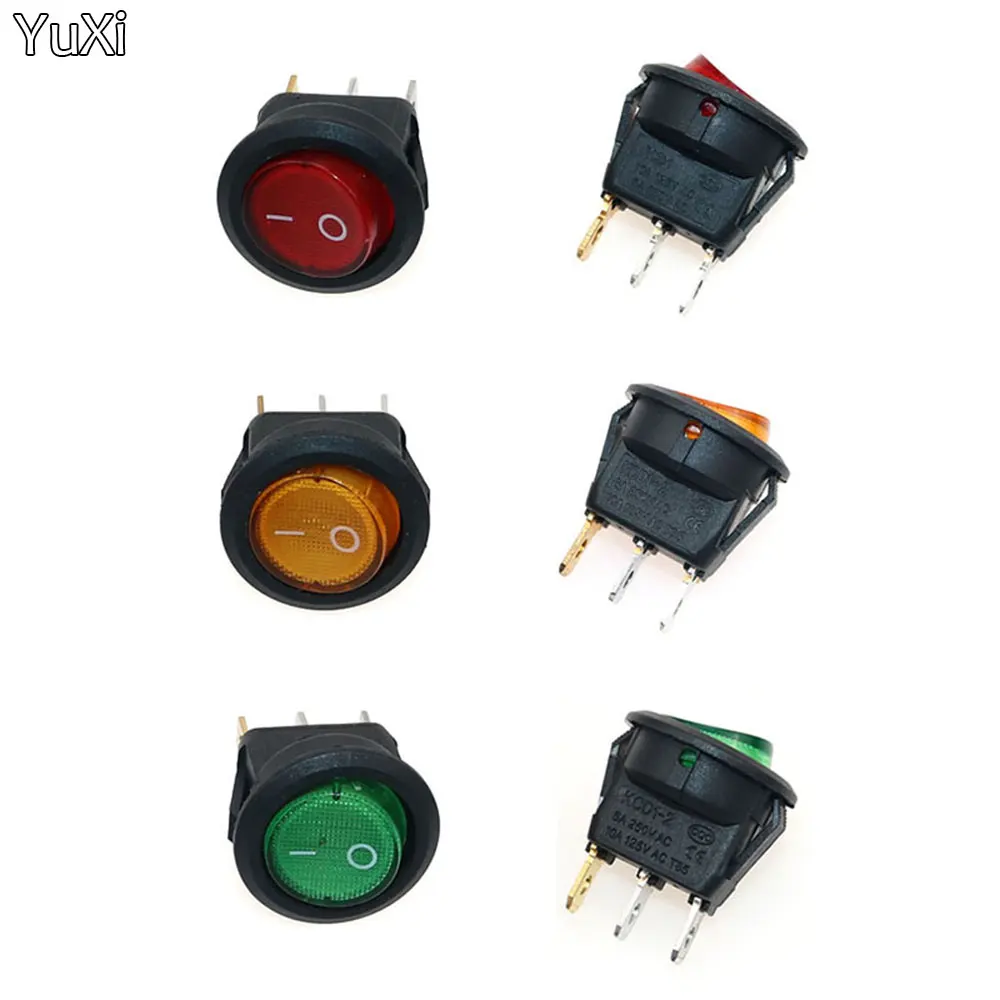 

10Pcs 12V/250V Led Switch 10A 125V Light Switch Power Switch Car Button Lights ON/OFF 3pin Round Switch KCD1