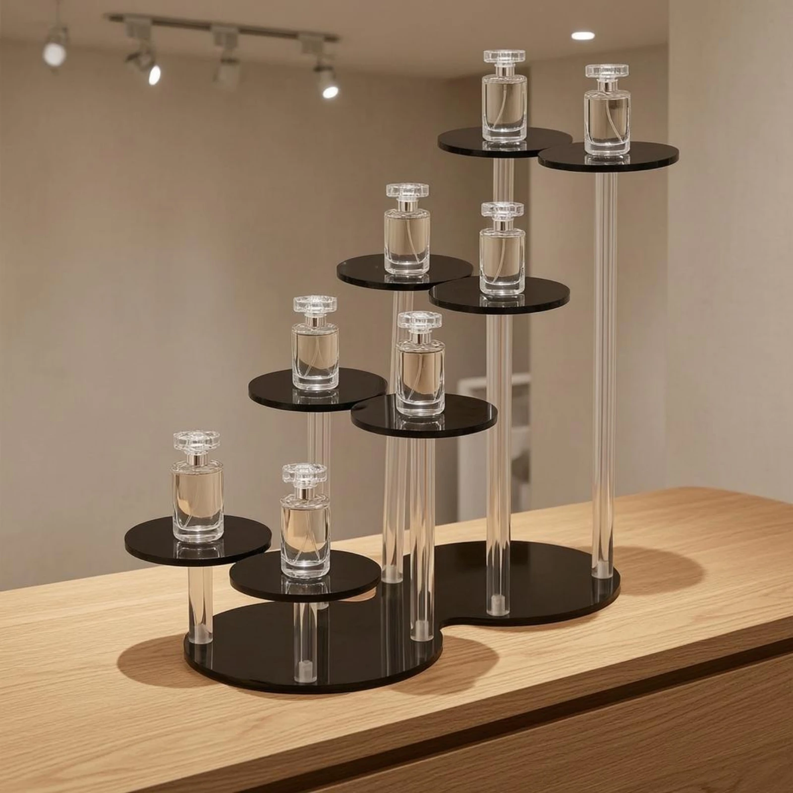 Perfume Display Stand Multi-Level Tiered Display Stand Stepped Oval Base
