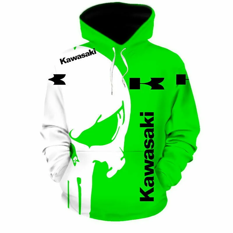 3D Men's Long Sleeve Hoodie Kawasaki Motorcycle Sports Cycling Hoodie Children's Adult Motorcycle Enthusiast Casual Shirt image 3