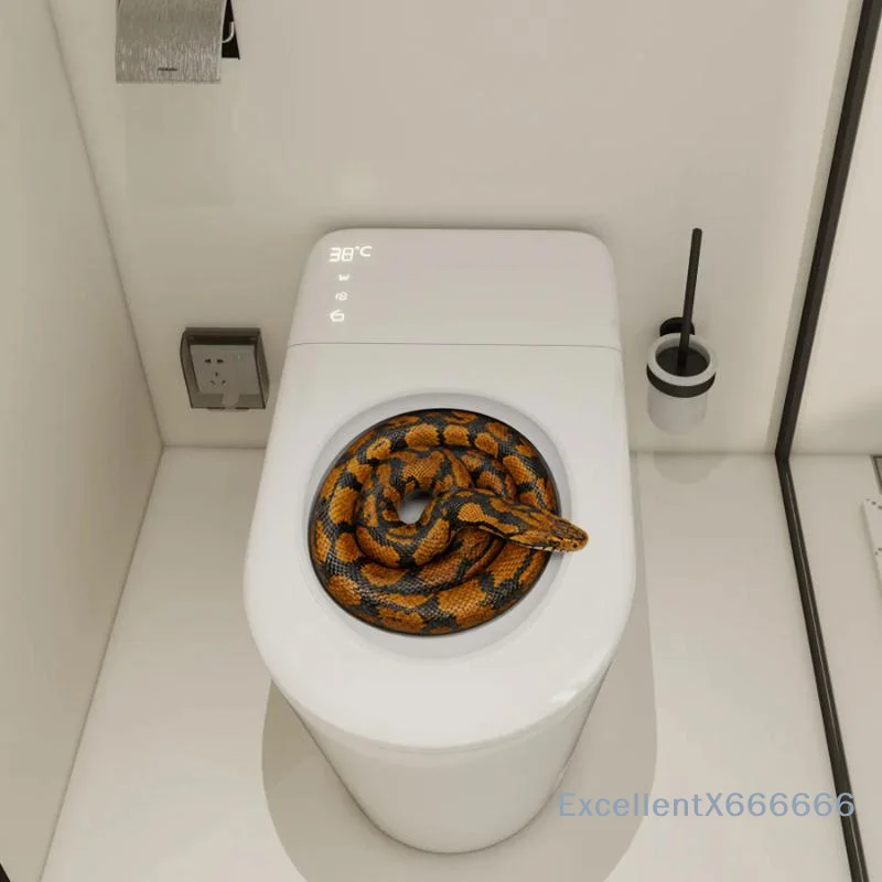 Self-Adhesive 3D Realistic Python Toilet Decal Waterproof PVC Removable Sticker for Halloween