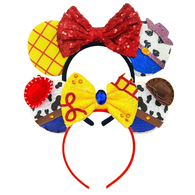 

2024 Chic Mickey Mouse Ears Headband Halloween 2024 Bow Sequins Hairband Women Birthday Gift Girls Kids Party Hair Accessorie