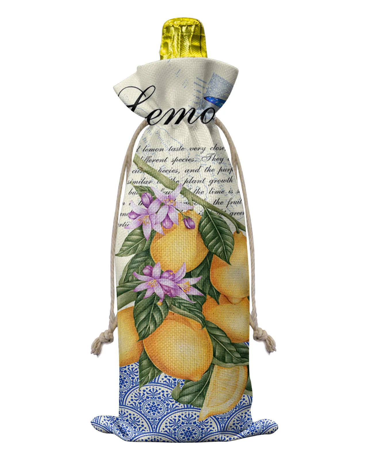 Moroccan Retro Butterfly Lemon Wine Bottle Covers with Drawstring Wine Bag Holder Carrier Packaging Bag Wedding Party Decor Gift