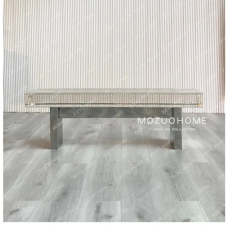 XX Light Luxury Post-modern Minimalist Creative Transparent Crystal Glass Long Bedside Stool Fashion