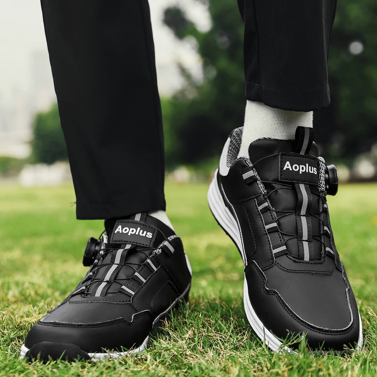 Unisex-Golfschuhe ohne Spikes, wasserdicht, rutschfeste Gummisohle, atmungsaktive, gepolsterte Sneaker für Golfplatz- und Outdoor-Training – Detail 5